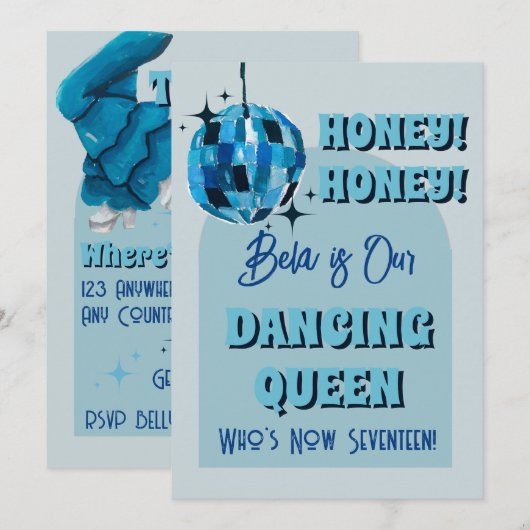 Dancing Queen verjaardagsuitnodiging Kaart (Voorkant / Achterkant)