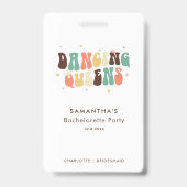 Dancing Queens Retro Bachelorette Bruidsmeisje Badge (Achterkant)