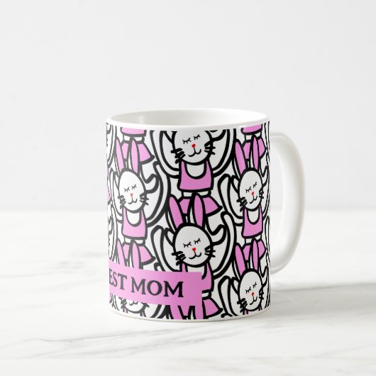 Dancing Rabbit Mok, Gepersonaliseerde Moederdag Gi Koffiemok (Voorkant rechts)