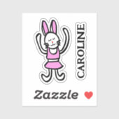 Dancing Rabbit Vinyl Naam Sticker in vele maten (Vel)
