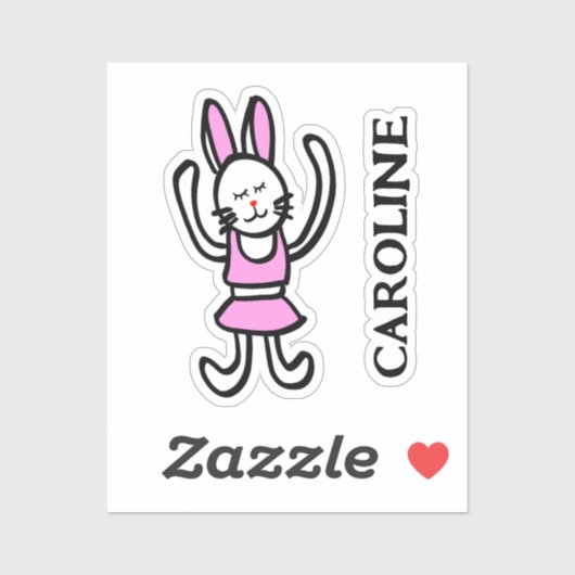 Dancing Rabbit Vinyl Naam Sticker in vele maten (Vel)