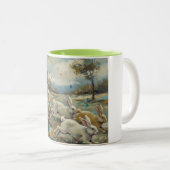 Dancing Rabbits at Dawn Tweekleurige Koffiemok (Voorkant rechts)