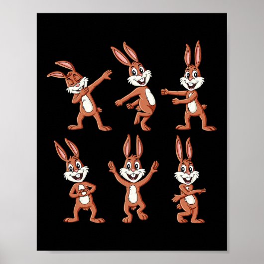 Dancing Rabbits Pasen Dag Dans Challenge Jongens G Poster (Voorkant)