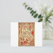 DANCING RADHA KRISHNA KALAMKARI ART OF INDIA BRIEFKAART (Staand voorkant)