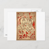 DANCING RADHA KRISHNA KALAMKARI ART OF INDIA BRIEFKAART (Voorkant / Achterkant)