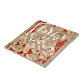 DANCING RADHA KRISHNA KALAMKARI ART OF INDIA TEGELTJE (Zijkant)