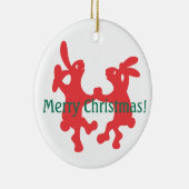 Dancing Red Bunnies Kerstversiering Keramisch Ornament (Rechts)