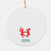 Dancing Red Bunnies Kerstversiering Keramisch Ornament (Achterkant)