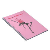 Dancing Red Fire Flames Skeleton Illustration Pink Notitieboek (Rechterzijde)