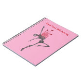 Dancing Red Fire Flames Skeleton Illustration Pink Notitieboek (Linkerzijde)