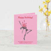 Dancing Red Flames Skeleton Funny Happy Birthday Kaart (Gele Bloem)