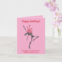 Dancing Red Flames Skeleton Funny Happy Birthday
