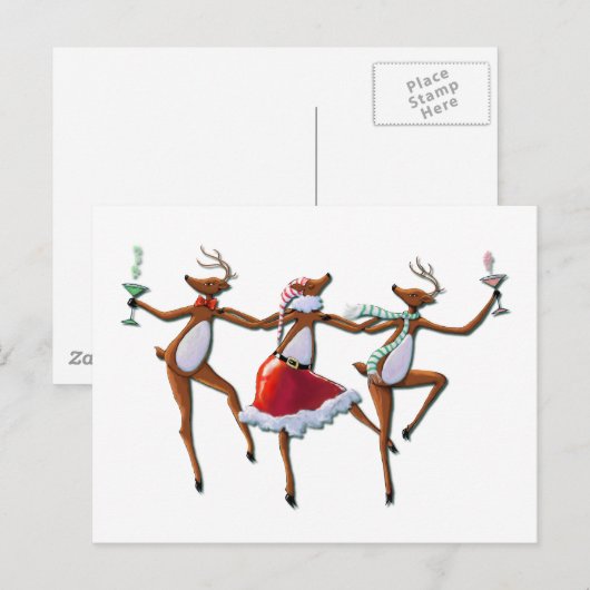DANCING REINDEER DOOR SHARON SHARPE BRIEFKAART (Voorkant / Achterkant)