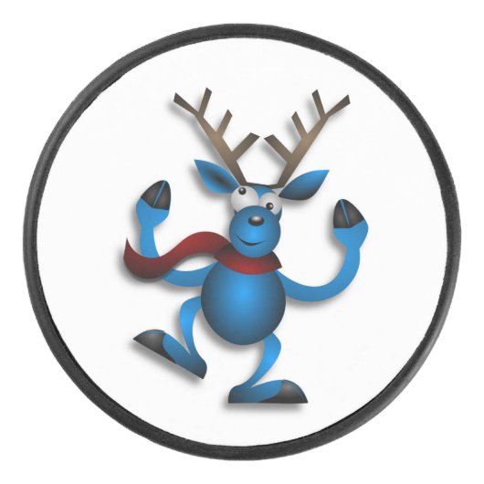 DANCING REINDEER HOCKEY PUCK (Voorkant)