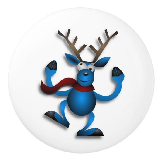 DANCING REINDEER KERAMISCHE KNOP (Voorkant)