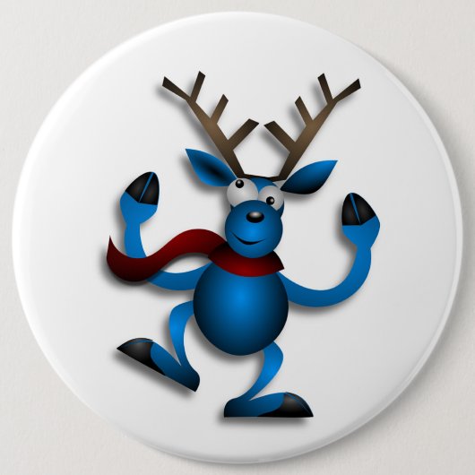 DANCING REINDEER RONDE BUTTON 6,0 CM (Voorkant)
