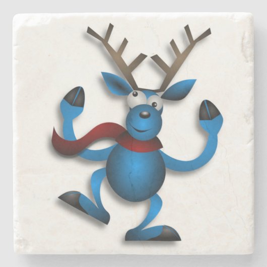 DANCING REINDEER STENEN ONDERZETTER (Voorkant)
