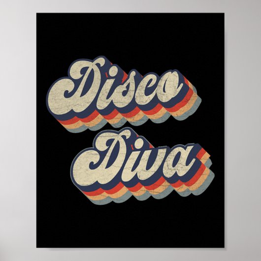  Dancing Retro 70s 80s Party Disco Diva Poster (Voorkant)