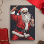 Dancing Rocker Santa Feestdagenkaart<br><div class="desc">Dit ontwerp werd gecreeerd door digitale kunst. Het kan op het gebied worden gepersonaliseerd dat door de foto en/of de tekst te veranderen wordt verstrekt. Of het kan worden aangepast door de klik te kiezen om de andere optie aan te passen en de kleur op de achtergrond te verwijderen of...</div>