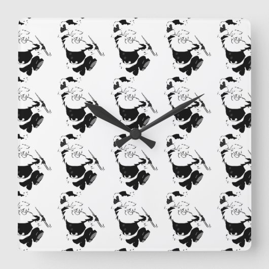 "DANCING SANTA" CHRISTMAS CLOCK VIERKANTE KLOK (Voorkant)