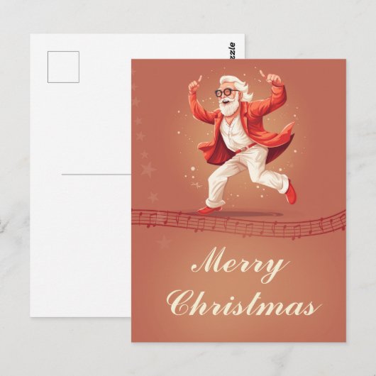 Dancing Santa Claus Briefkaart (Voorkant / Achterkant)