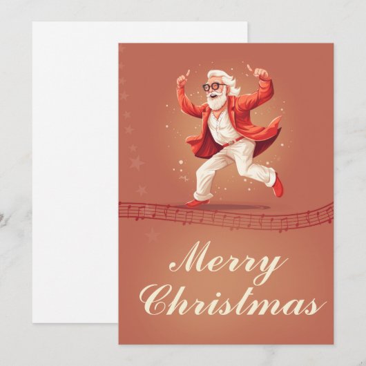 Dancing Santa Claus Feestdagenkaart (Voorkant / Achterkant)