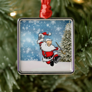 Dancing Santa Claus Metalen Ornament