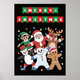 Dancing Santa Elf en vrienden Vakantie Poster