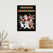 Dancing Santa Elf en vrienden Vakantie Poster (Keuken)