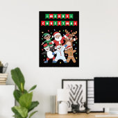 Dancing Santa Elf en vrienden Vakantie Poster (Thuiskantoor)