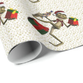 Dancing Santa Frog inpakpapier (Rol Hoek)