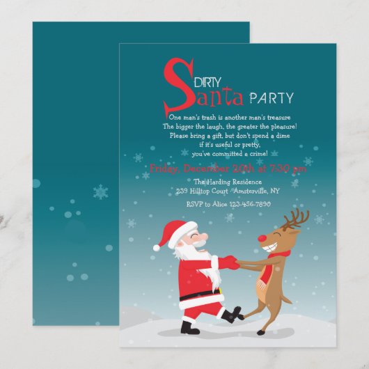 Dancing Santa Party Uitnodiging (Voorkant / Achterkant)