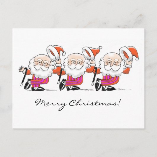 Dancing Santas briefkaart (Voorkant)