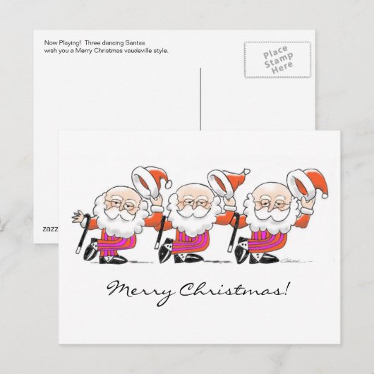 Dancing Santas briefkaart (Voorkant / Achterkant)
