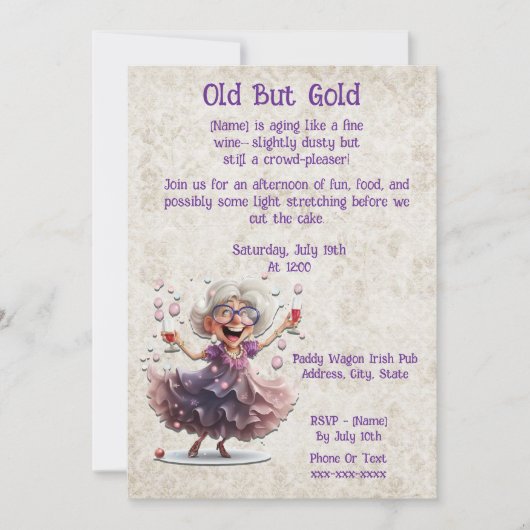 Dancing Senior Lady-Fun Milestone Celebration Kaart (Voorkant)