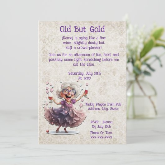 Dancing Senior Lady-Fun Milestone Celebration Kaart (Staand voorkant)