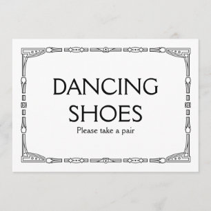 "Dancing Shoes" Art Deco stijl trouwbord Kaart