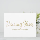 "Dancing Shoes" Stijlvol gouden huwelijksbord Kaart (Staand voorkant)