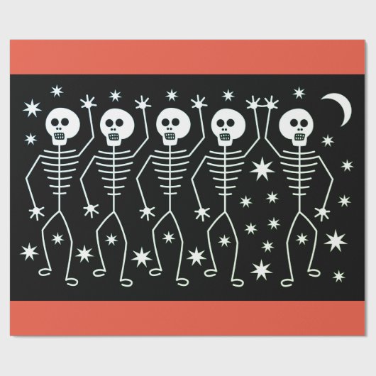 DANCING SKELET HALLOWEEN Wrapping Paper Cadeaupapier (Vlak)