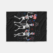 Dancing Skeleton 4th of July Amerikaanse vlag Skel Fleece Deken (Voorkant (Horizontaal))