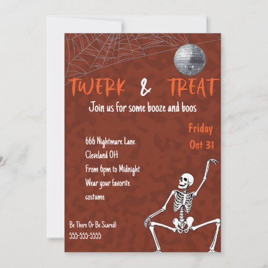 Dancing Skeleton Adult Halloween Party Kaart (Voorkant)