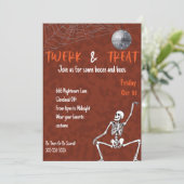 Dancing Skeleton Adult Halloween Party Kaart (Staand voorkant)