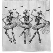 Dancing Skeleton Ballerina Halloween White Glitter Douchegordijn (Voorkant)