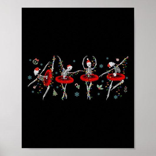 Dancing Skeleton Ballet Ballerina Kerstmeisjes Poster (Voorkant)