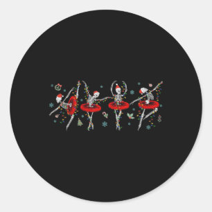 Dancing Skeleton Ballet Ballerina Kerstmeisjes Ronde Sticker