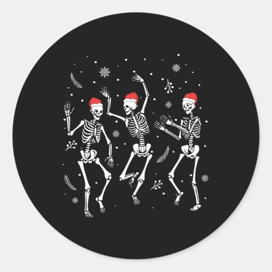 Dancing Skeleton Christmas 2025 Spooky Funny Chris Ronde Sticker (Voorkant)