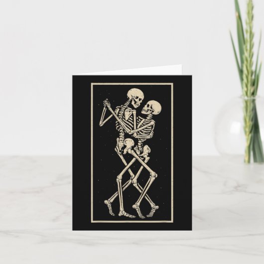 Dancing Skeleton Couple - Romantische Gotische Hal Kaart (Voorkant)