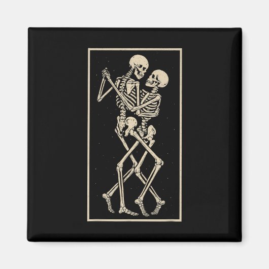 Dancing Skeleton Couple - Romantische Gotische Hal Magneet (Voorkant)