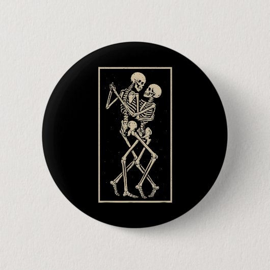 Dancing Skeleton Couple - Romantische Gotische Hal Ronde Button 5,7 Cm (Voorkant)