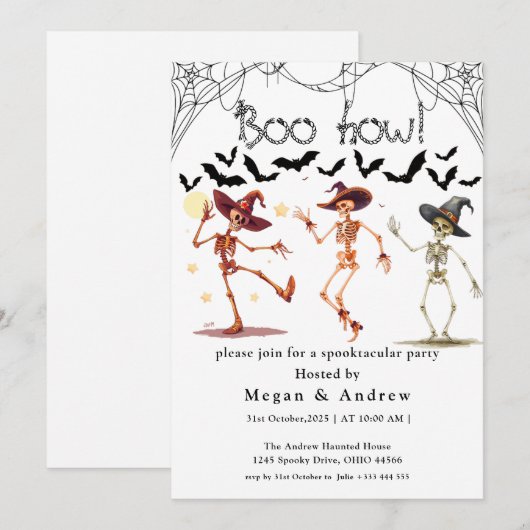 Dancing Skeleton Cowboy Halloween Pet Kaart (Voorkant / Achterkant)